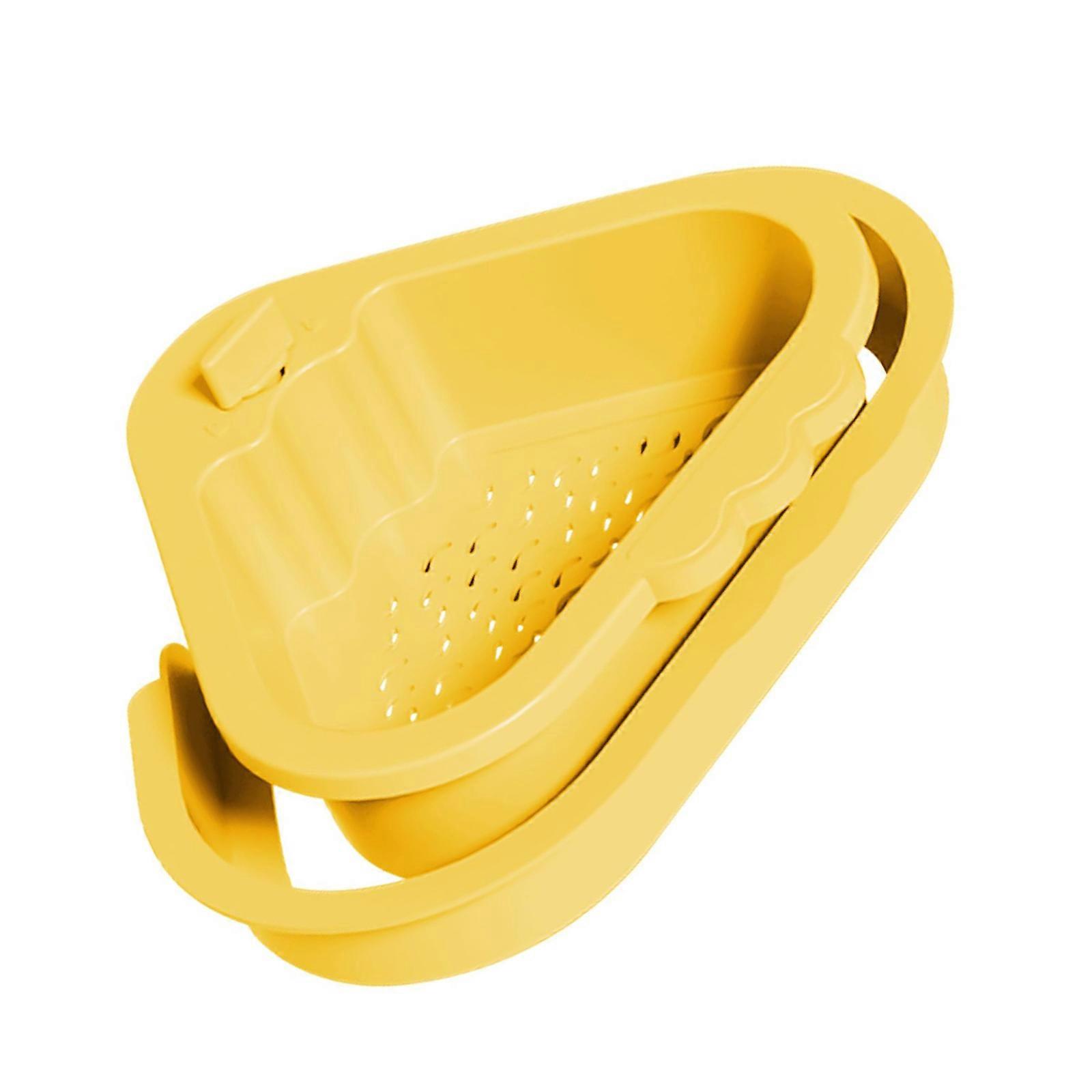 Durable Plastic Corners Strainer With Double Compartment Design For Efficient Sink Filtration And Storage  Yellow