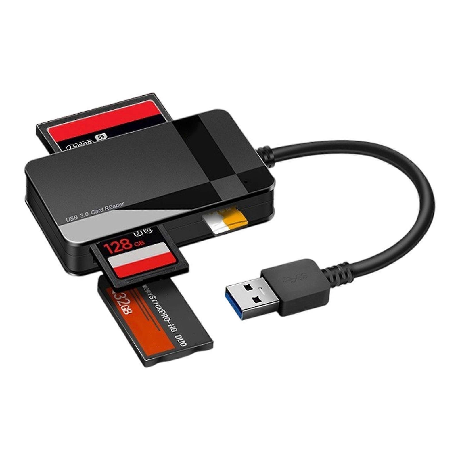 Portable 4 in 1 Memory Card Reader USB3.0 Interfaces for TF MS CF Cards Universal Device Support Multicolor