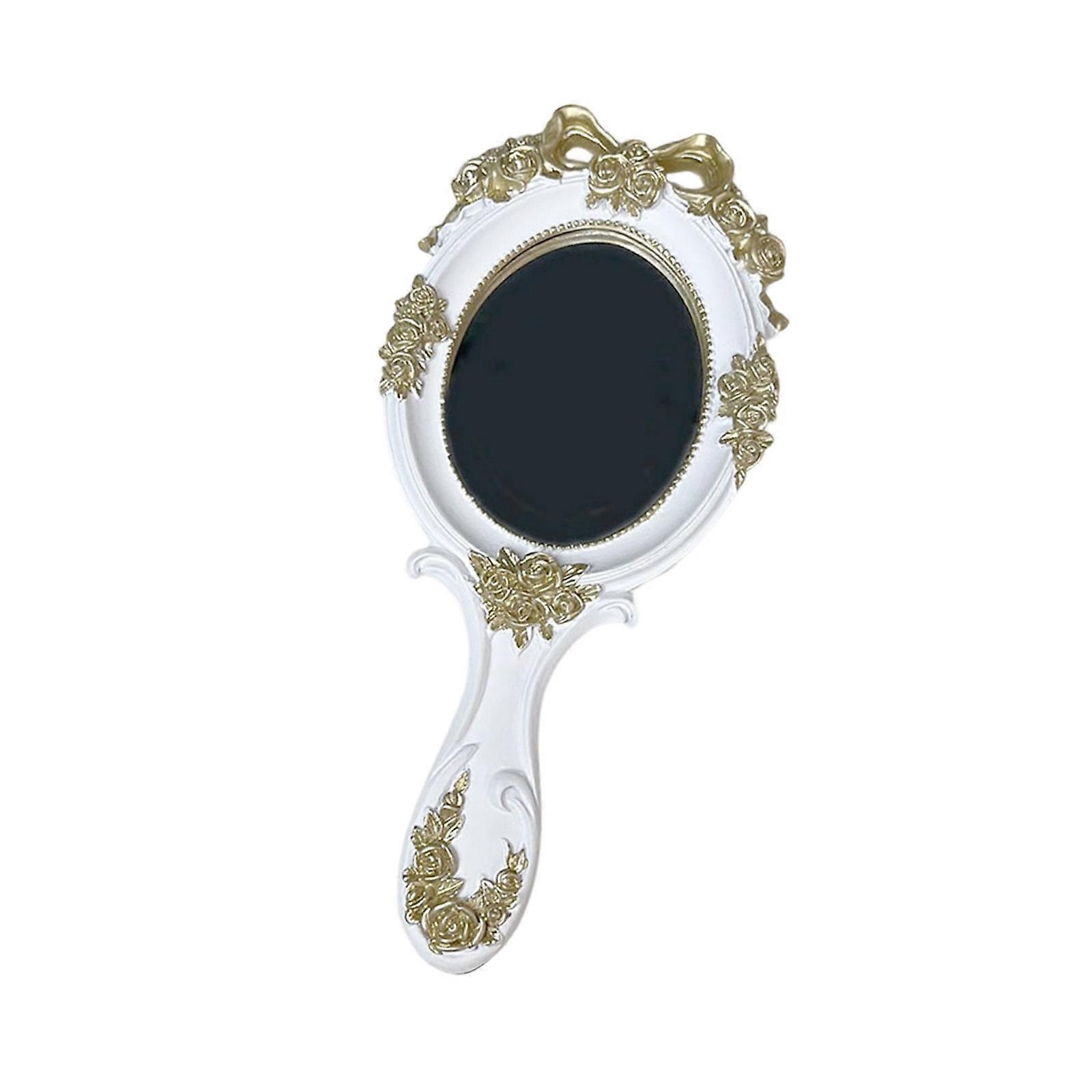 Classical Shape Resin Compactly Makeup Mirror Shatterproof Design Clear Imaging For Home Travel And Professional Use  White