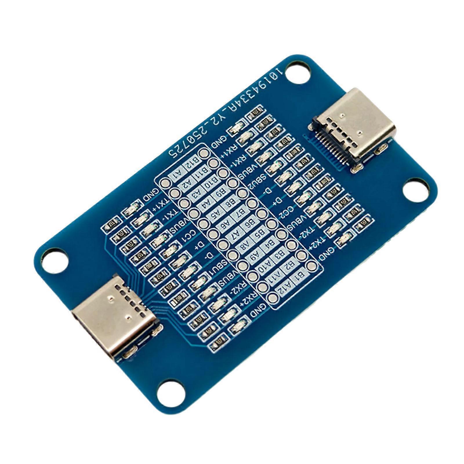 Double Head Type C Cable Tester Module Type C Breakouts Test Board Lightweight FR4 Fiberglass Board for Multiple Devices Multicolor
