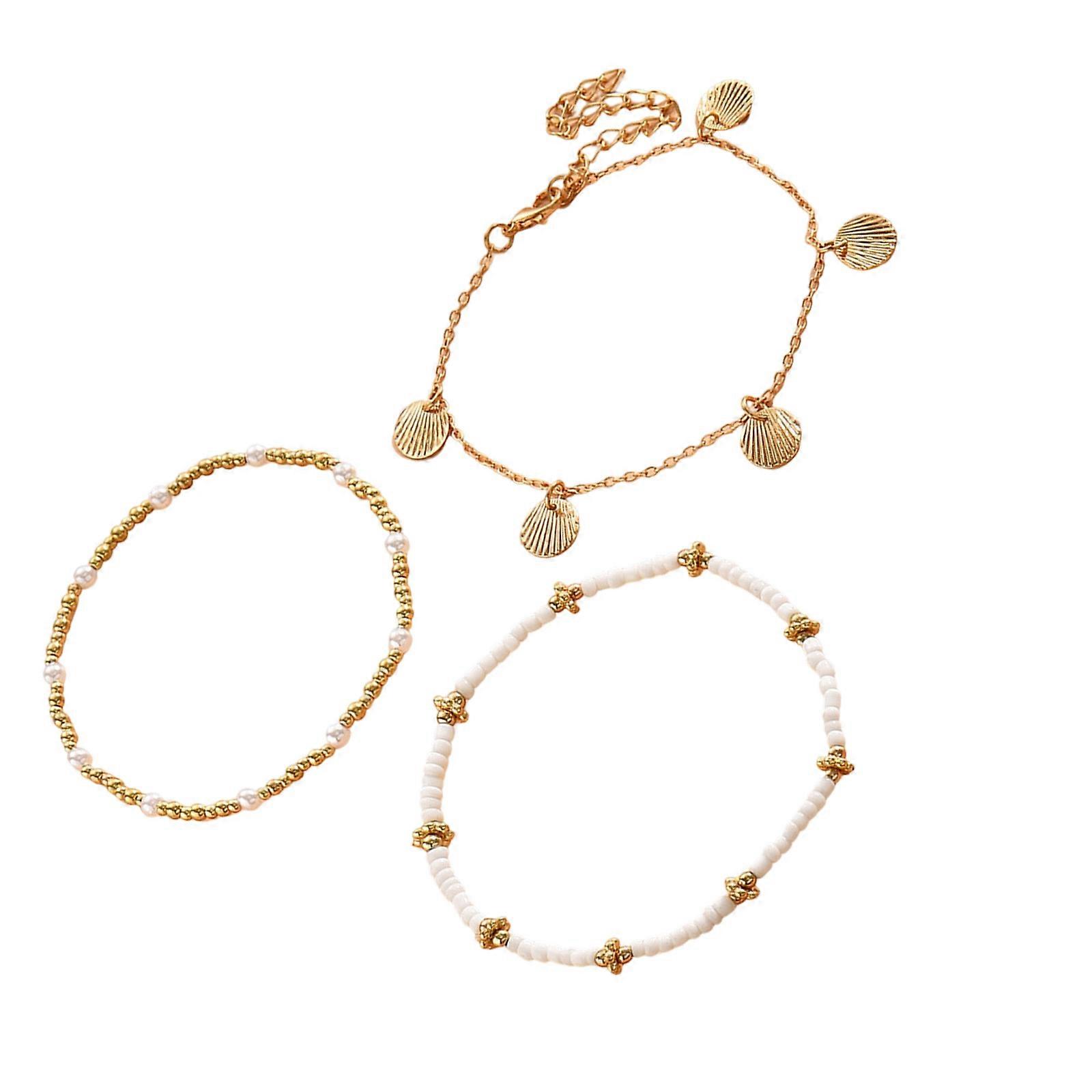 Elegant Shell Pendant Anklet Craft With Iron Glass Materials Adjustable Length for Comfortable All Day Beachwear Styling Multicolor