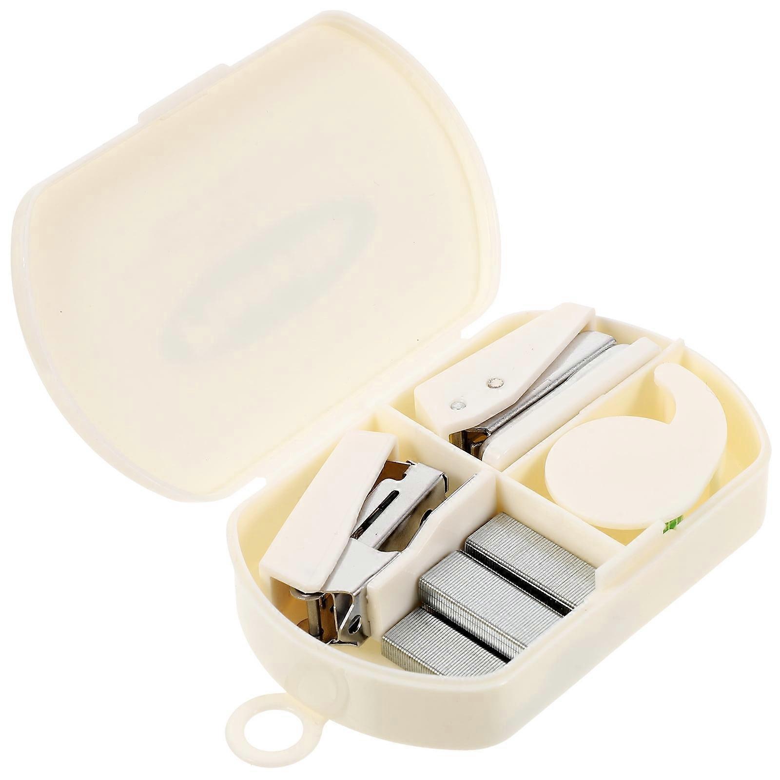 Eease Mini Stapler Desk Accessory Kit 3-in-1 Office Set White Binder