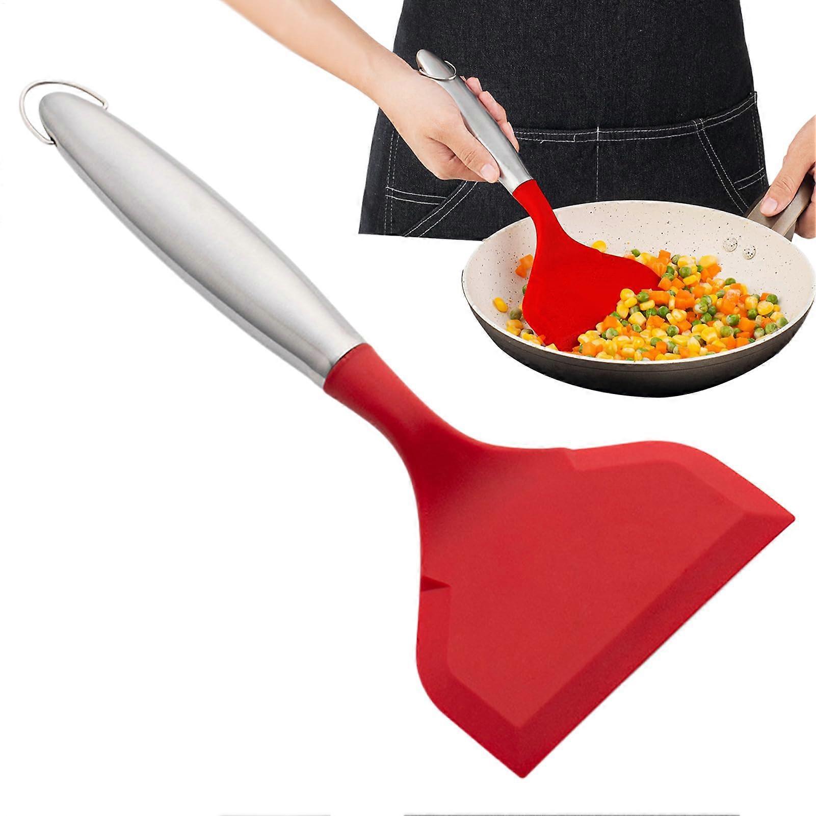 NonStick Silicone Spatula HeatResistant Cooking Tool for Baking Grilling Roasting BBQ Red