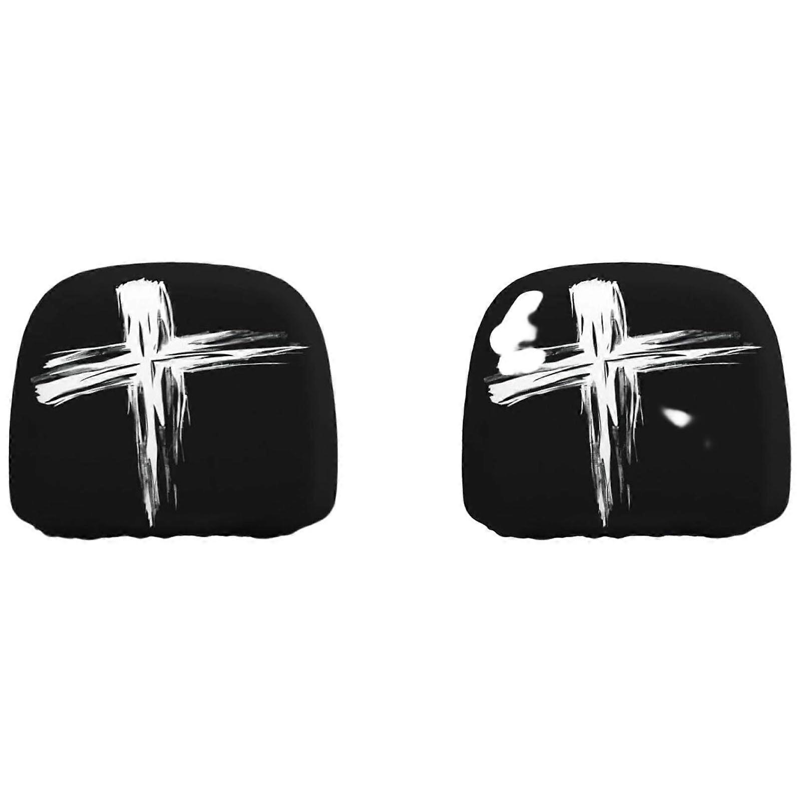 Easy Installation Halloween Skull Pattern Car Headrest Covers Breathable Polyester for Most Car SUV Multicolor