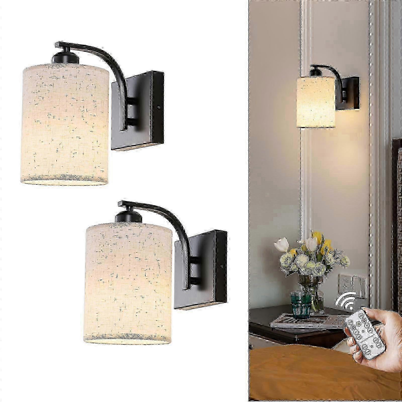2 Set Rechargeable Battery-Powered Wireless Dimmable Wall Sconces