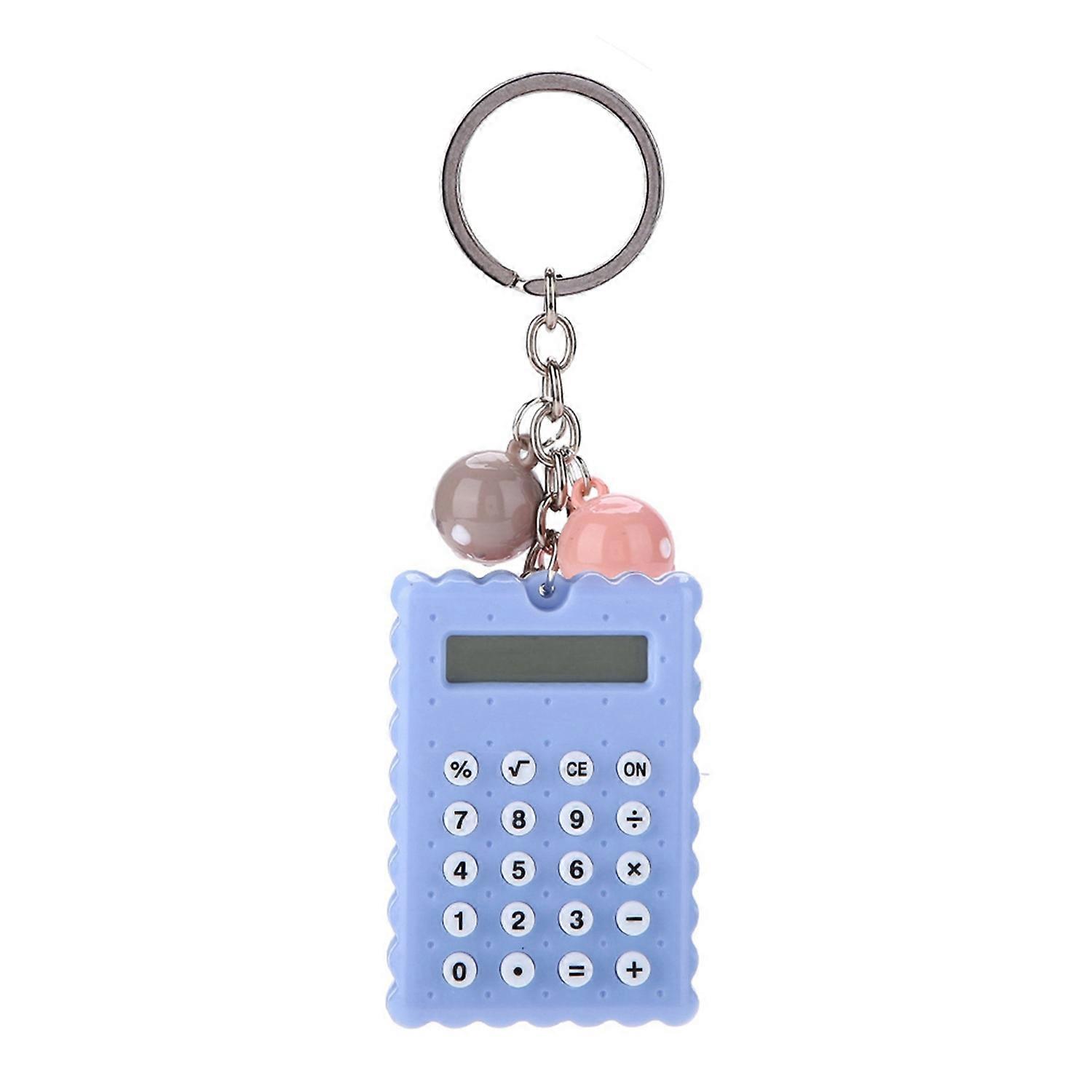 Mini Portable Cute Cookies Style Key Chain Calculator Candy Color Pocket Calculator (Blue)