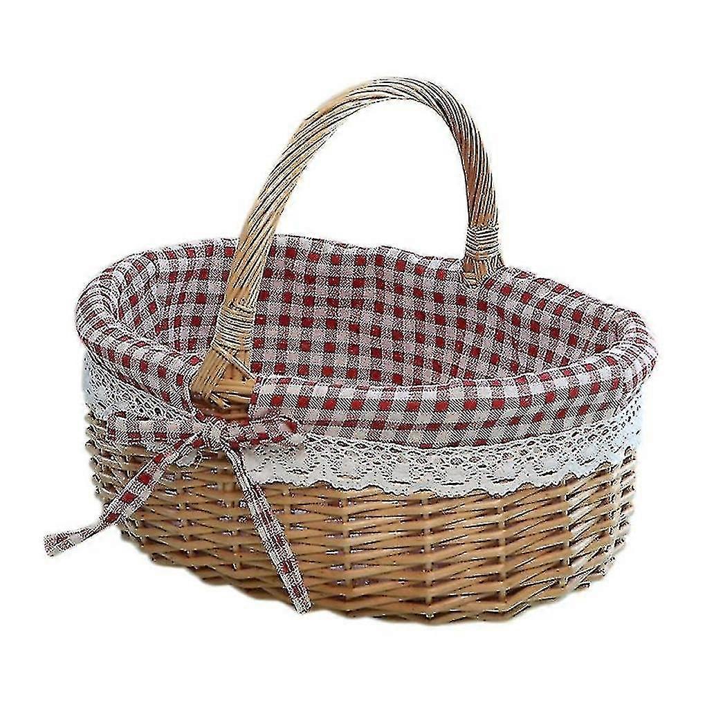 Wicker Basket Empty, Small Oval Willow Woven Basket for Picnic