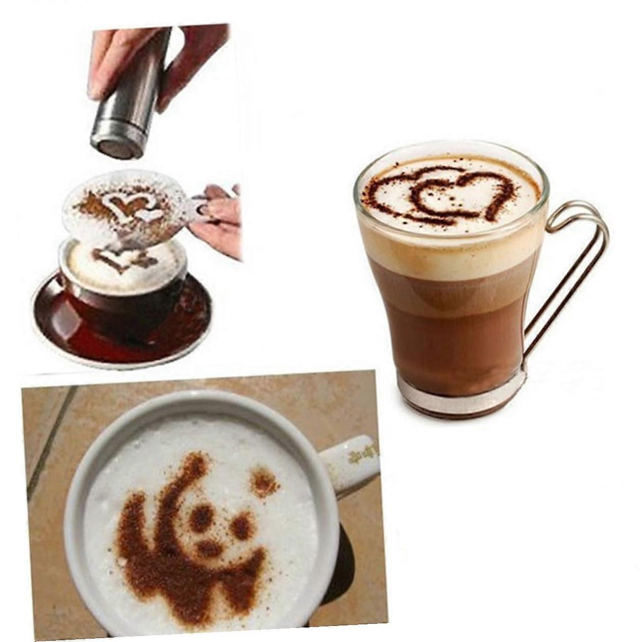 Coffee Stencils Set of 16 for Latte Art with Flower and Pattern Designs for Cappuccino Decorating