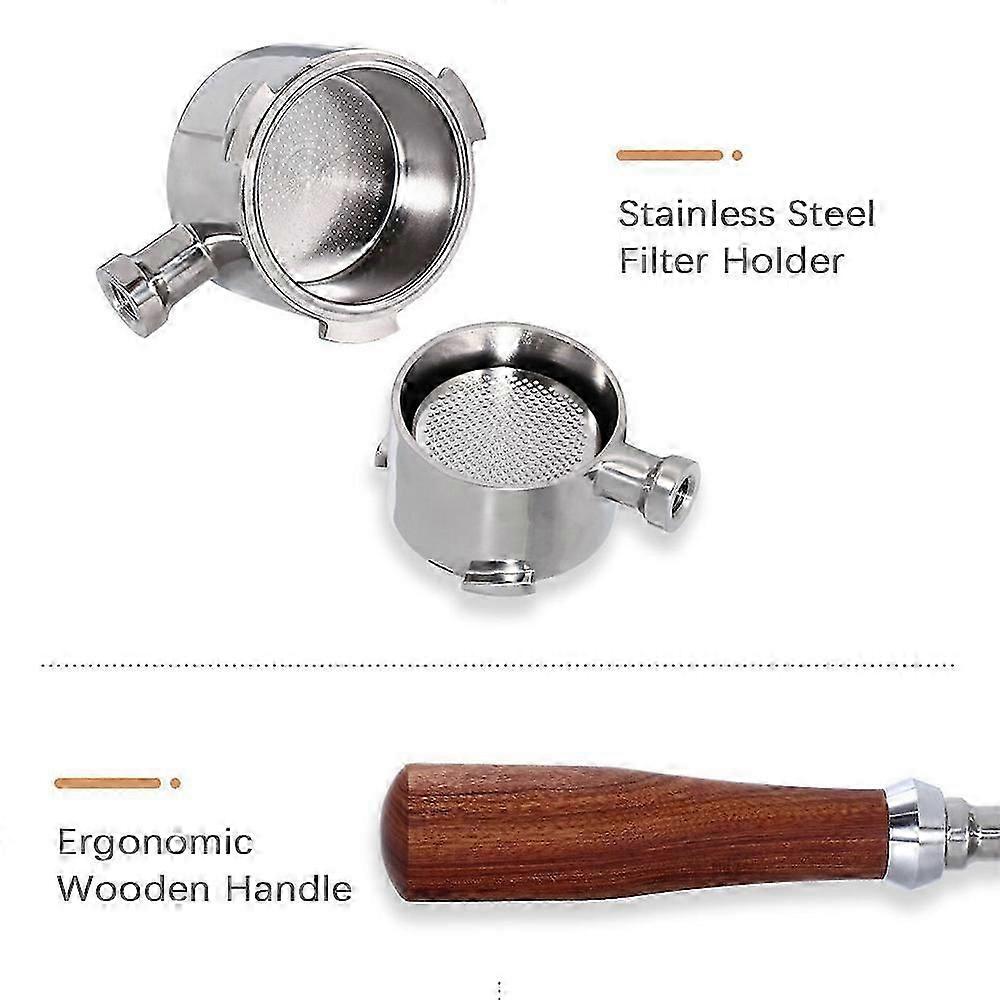 Aoresac 51mm Espresso Bottomless Filter Holder 3-Ear Coffee Filter Holder with 2 Filter Baskets Coffee Extraction Accessories Replacement for DeLongh