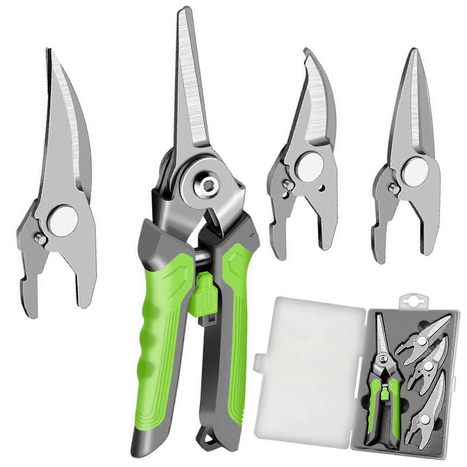 Gardening Tool Pruning Shears Scissors with Interchangeable Blades for Shrubs Trees Flower Maintenance Precise Trimming Multicolor