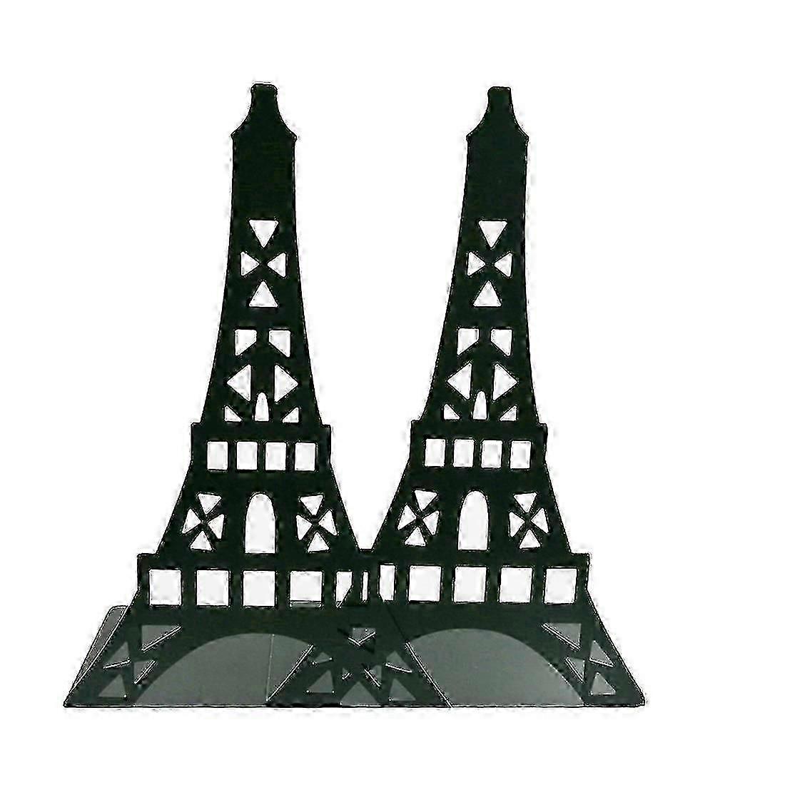 1 Pair Of Decorative Metal Eiffel Tower Bookends For Bookshelves, Desks, Etc. Black