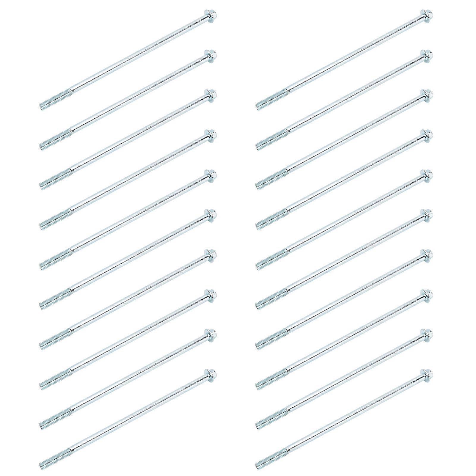 20Pcs M6x160 Long Screw Iron Hex Flange Threaded Bolt Fastener Hardware Accessory