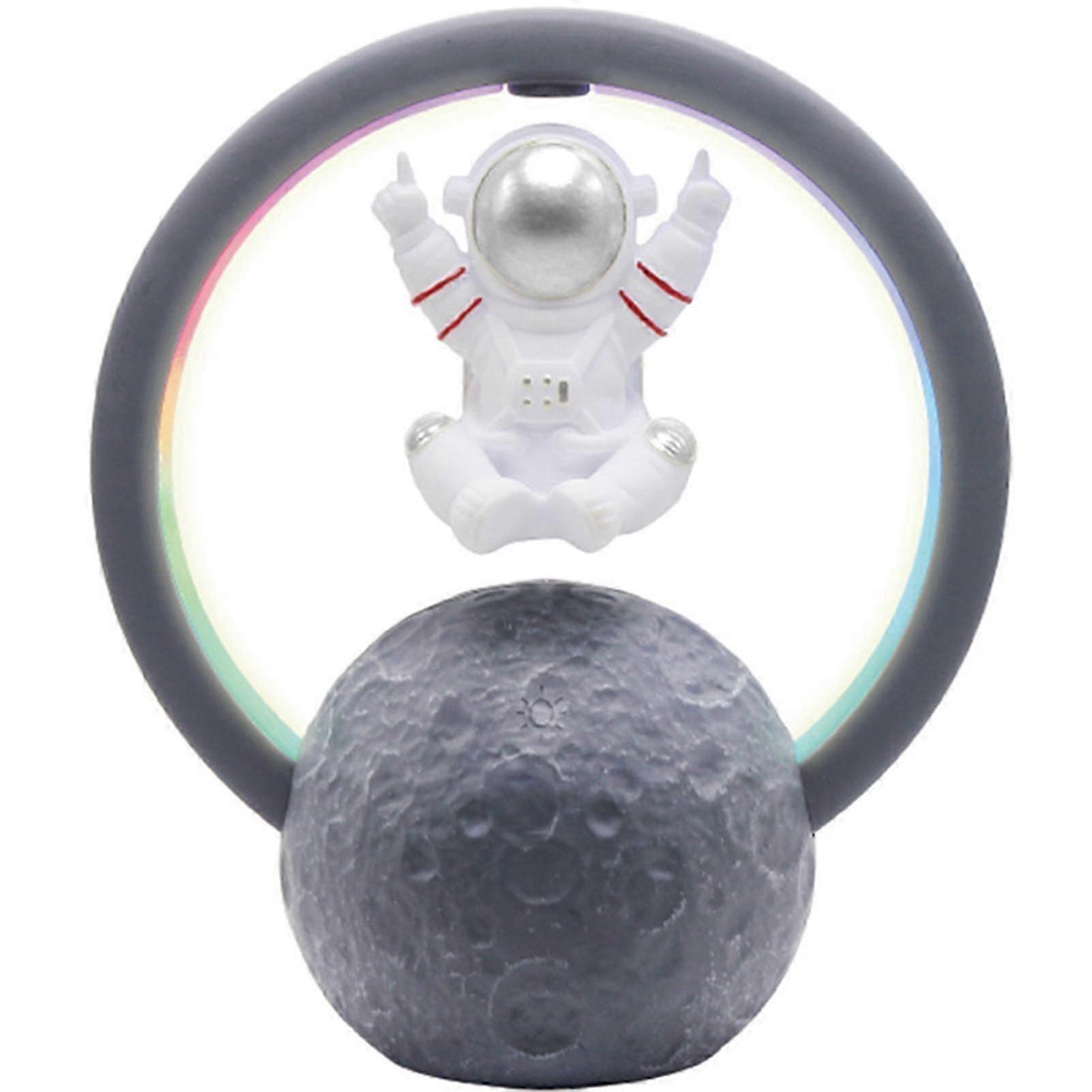 e Bluetooth Speaker RGB Light Touch Adjustment 360 Degree Surround Magnetic Levitation Astronaut Speaker 598A Silver