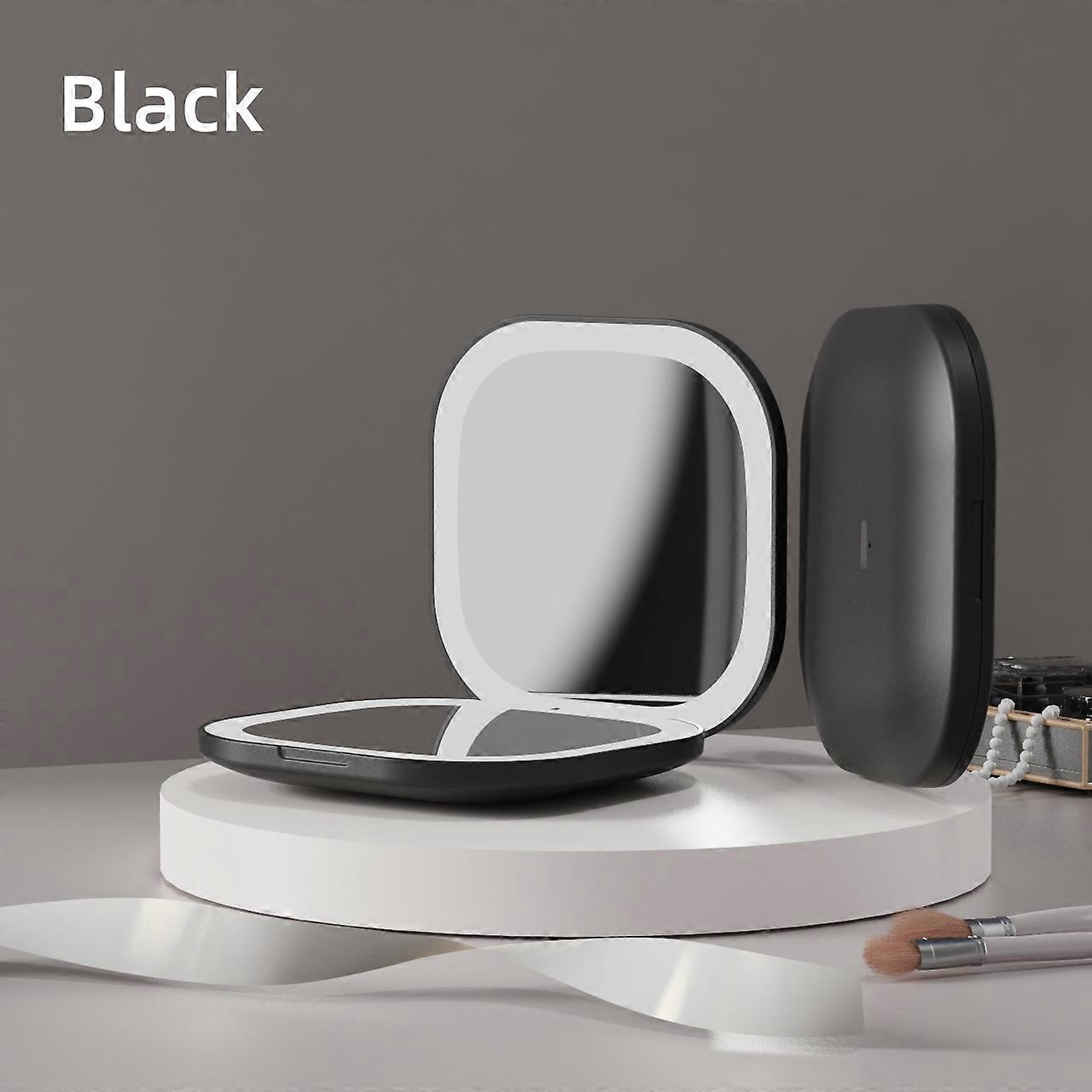 Double Sided LED Makeup Mirror Adjustable Color 3x Magnification USB Charging Portable Folding Mirror for Women's Outdoor Use