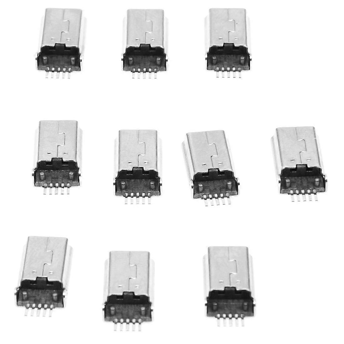 10 Pcs Mini USB Type B Plug 180 Degree 5-Pin SMT Solder Connector