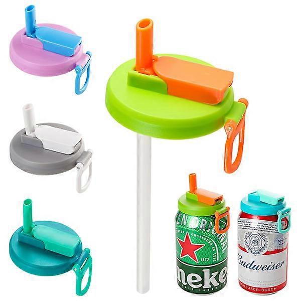 1 reusable soda can lid with silicone straw for canned drinks/beer Blue