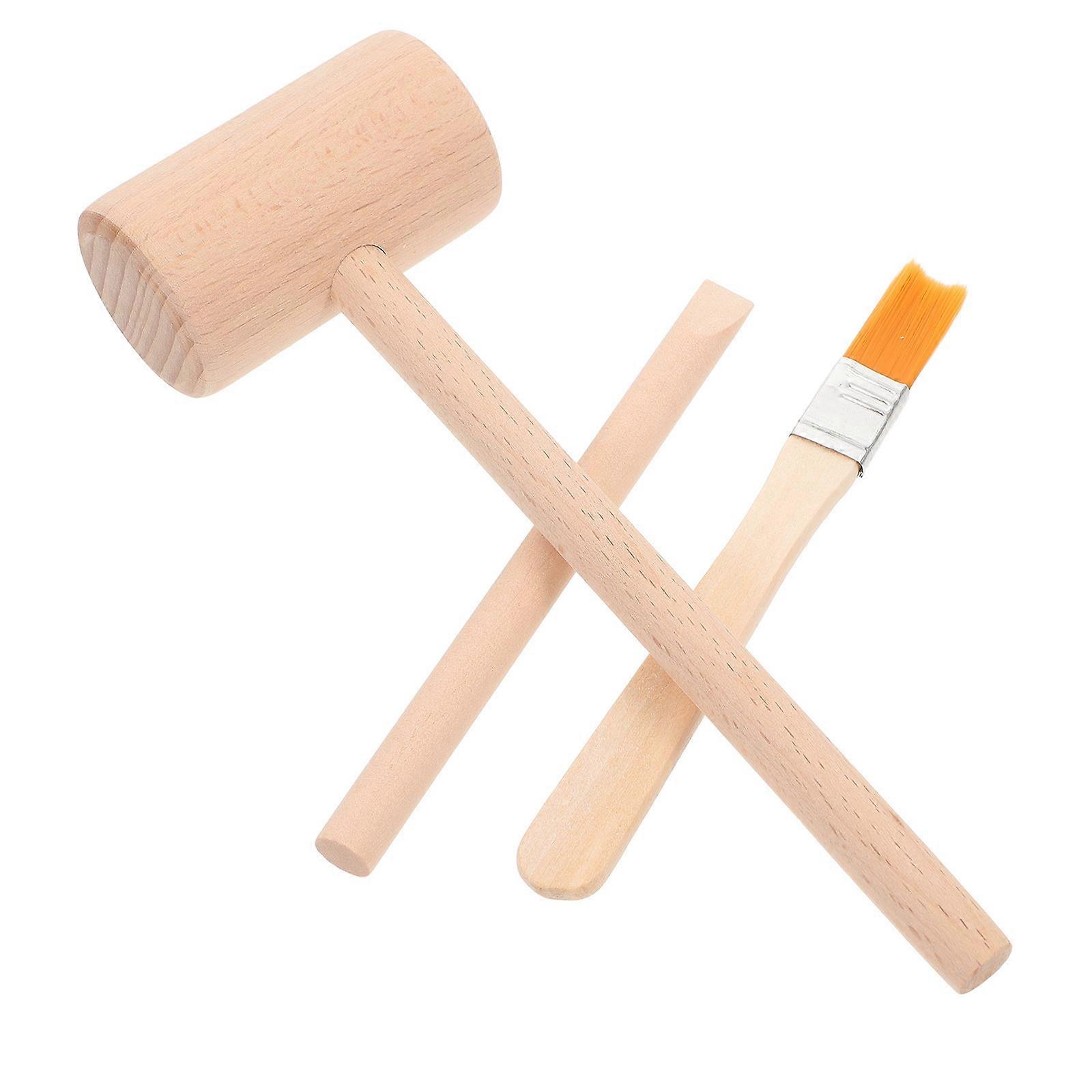 1 set of Kids Dig Tool Toy Set Wooden Digging Hammer Brush Chisel Tool Kit Pretend Play Dig Kit Toys
