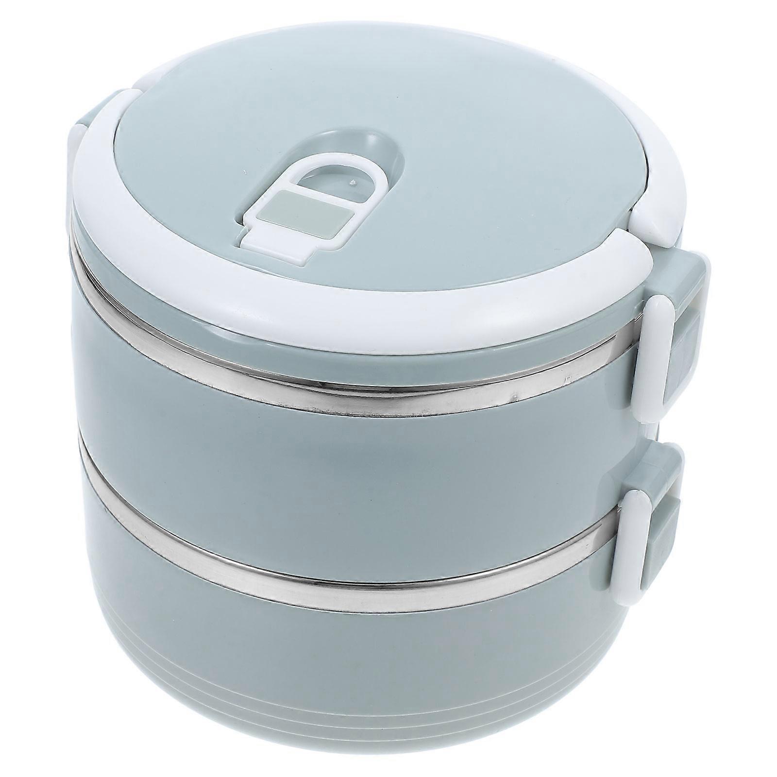 Double Layer Bento Box Stainless Steel Lunch Box Stackable 2pcs Practical Lunch Container