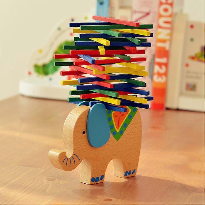 Balance beam game with colorful sticks, educational toy for children, parent-child interactive game, elephant, camel, and camel.