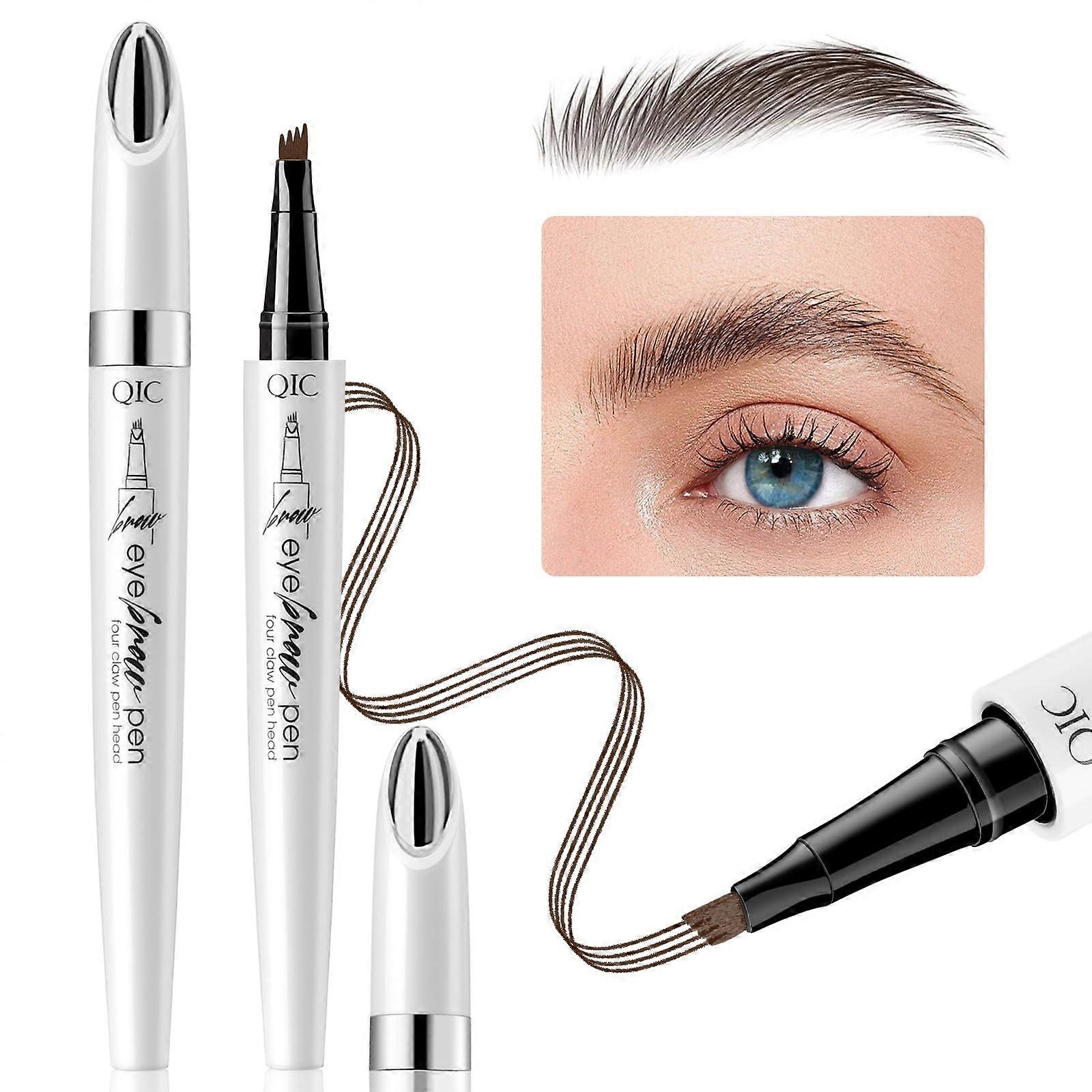 Waterproof 4 Fork Tip Eyebrow Pencil Dark Brown Microblading Pen for Natural LongLasting Brows