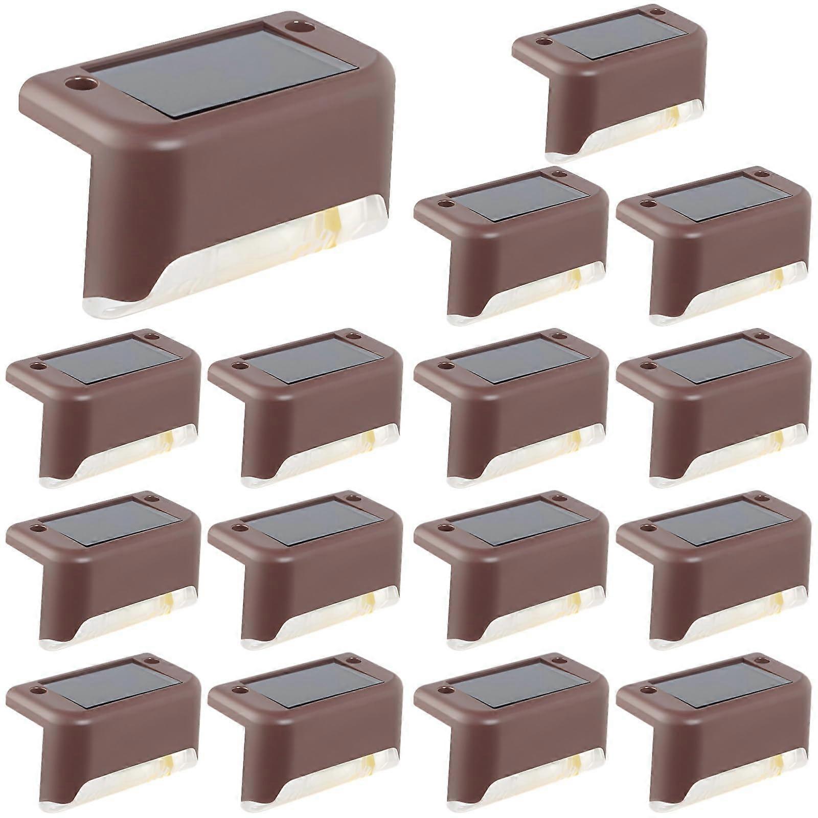 LED Deck Lights Ideal For Railings And Stairs Outdoor Waterproof 1.8x1x3.1 In PP/PC Amorphous Silicon Panels Brown