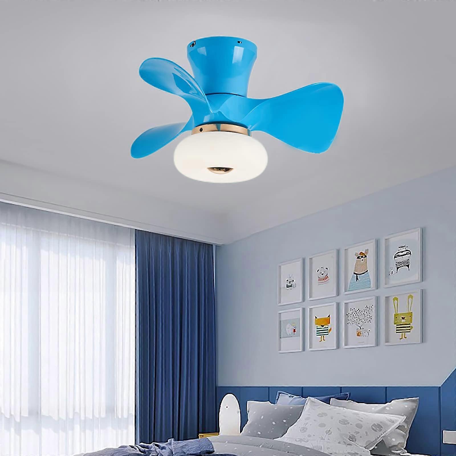 Modern Blue Kids Bedroom Ceiling Fan With Remote Control, 6 Speeds and Timer, Dimmable Reversible Light, 64W Quiet Operation
