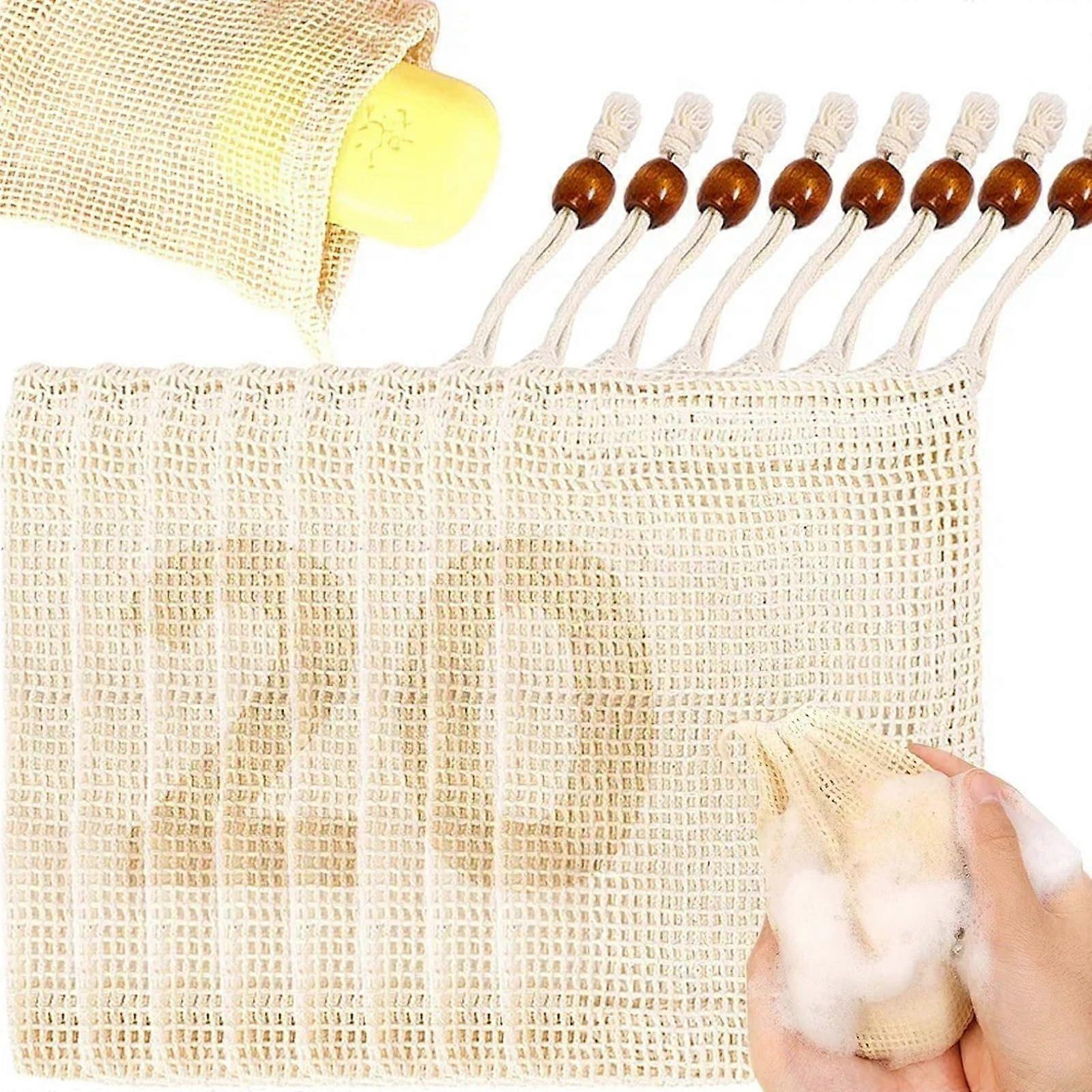 20 Pack Natural Sisal Soap Saver Bags for Gentle Exfoliation and Quick Drying with Drawstring