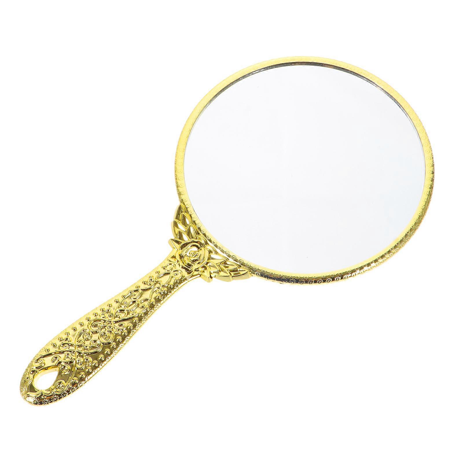 Handheld Mirror Portable for Makeup 4Pcs Golden ABS Retro Design Mirror