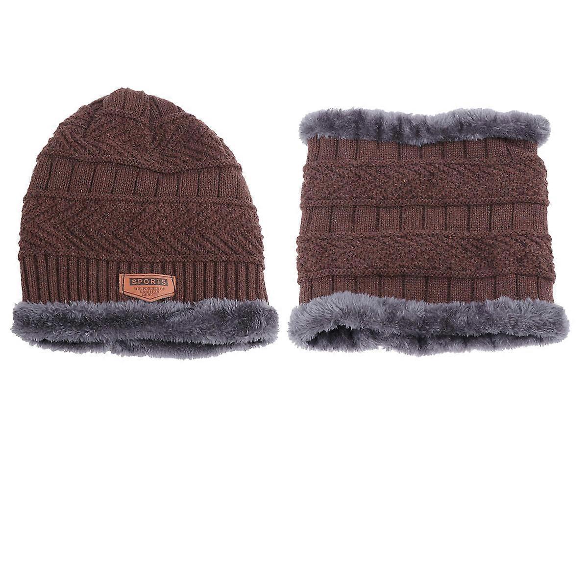 Knit Scarf And Beanie Set For Kids In Coffee Color Suitable For Autumn And Winter 1 Set