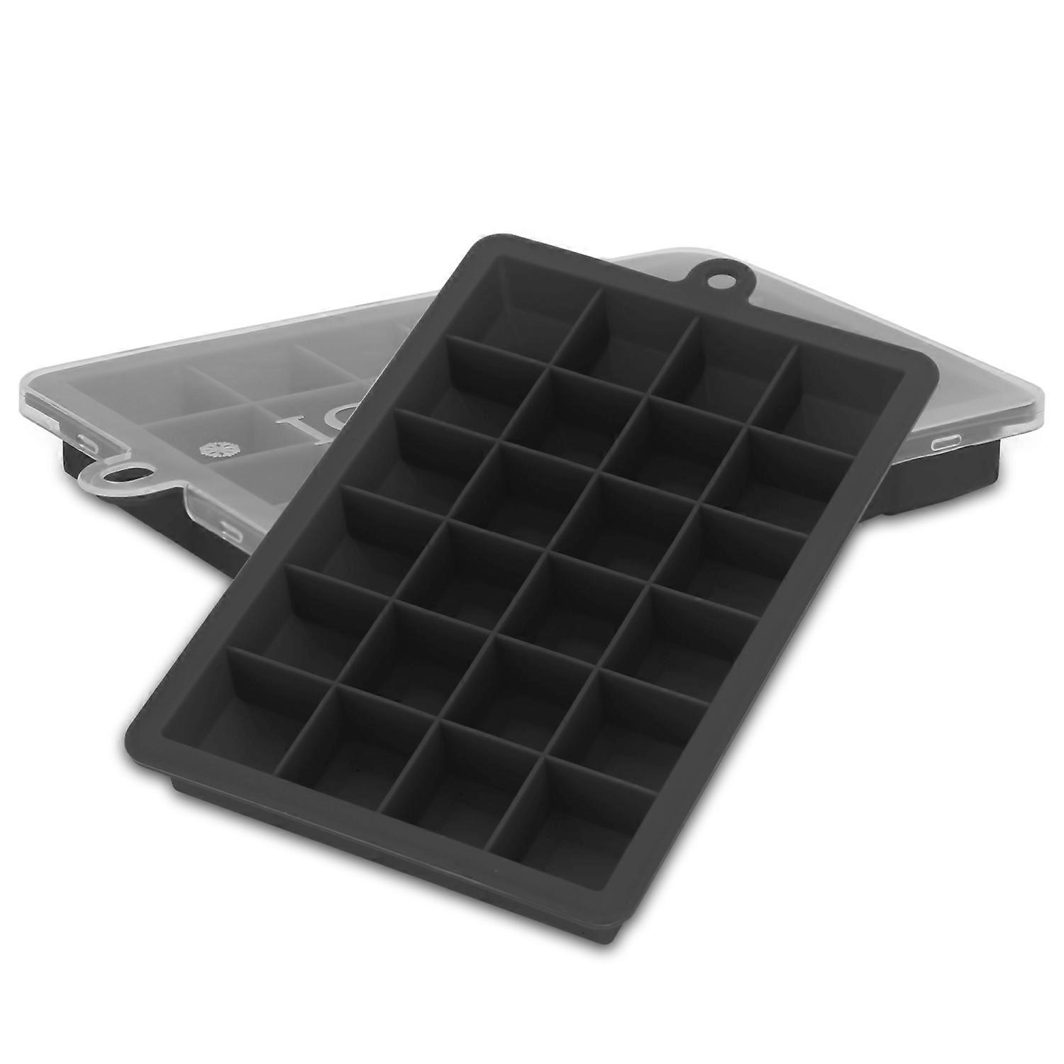 2x ice cube moulds - set of 24 compartments of ice cubes silicone moulds with lid