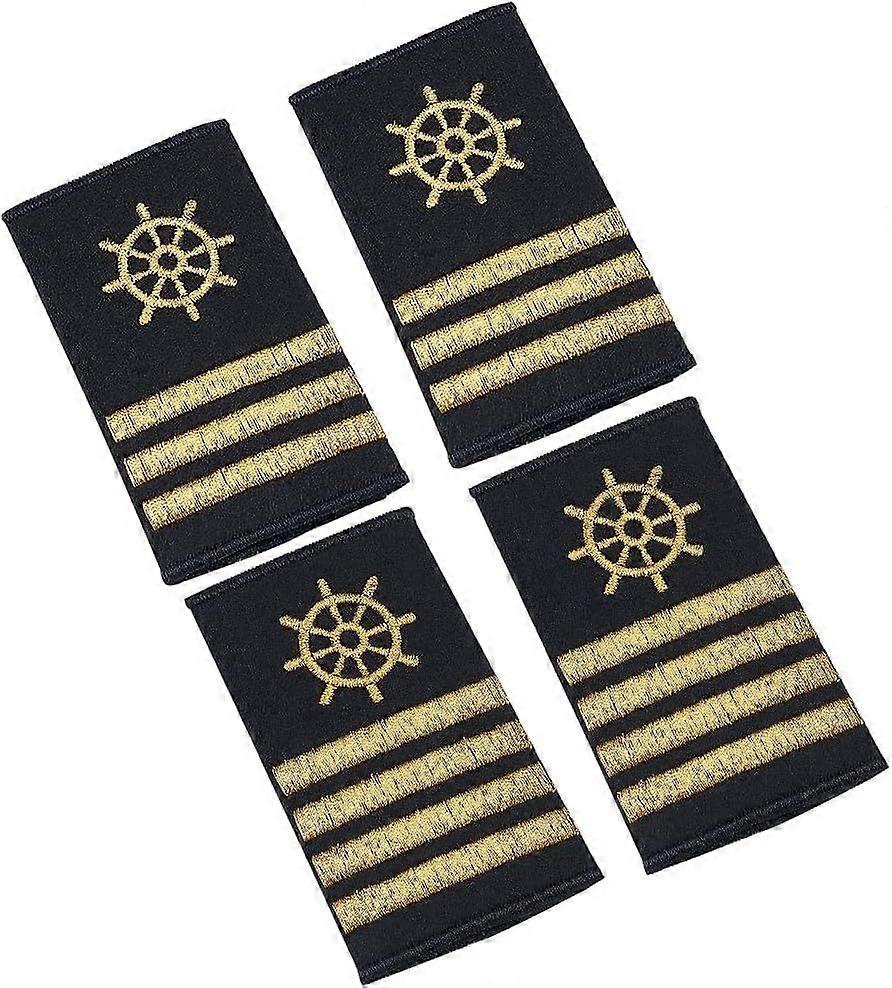 2 Pairs 2 Styles Professional Pilot Uniform Epaulets Epaulets with Three Four Gold Stripes for Cosplay Costume