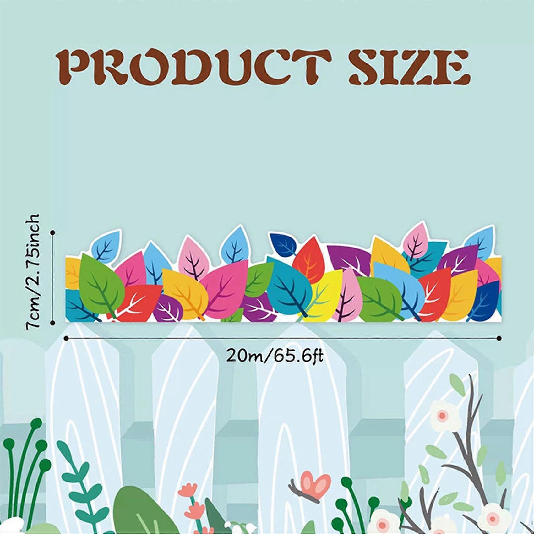 3pcs 65.6 Feet Colorful Leaves Bulletin Board Border Trim Waterproof and Adhesive for Classroom Chalkboard, Wall