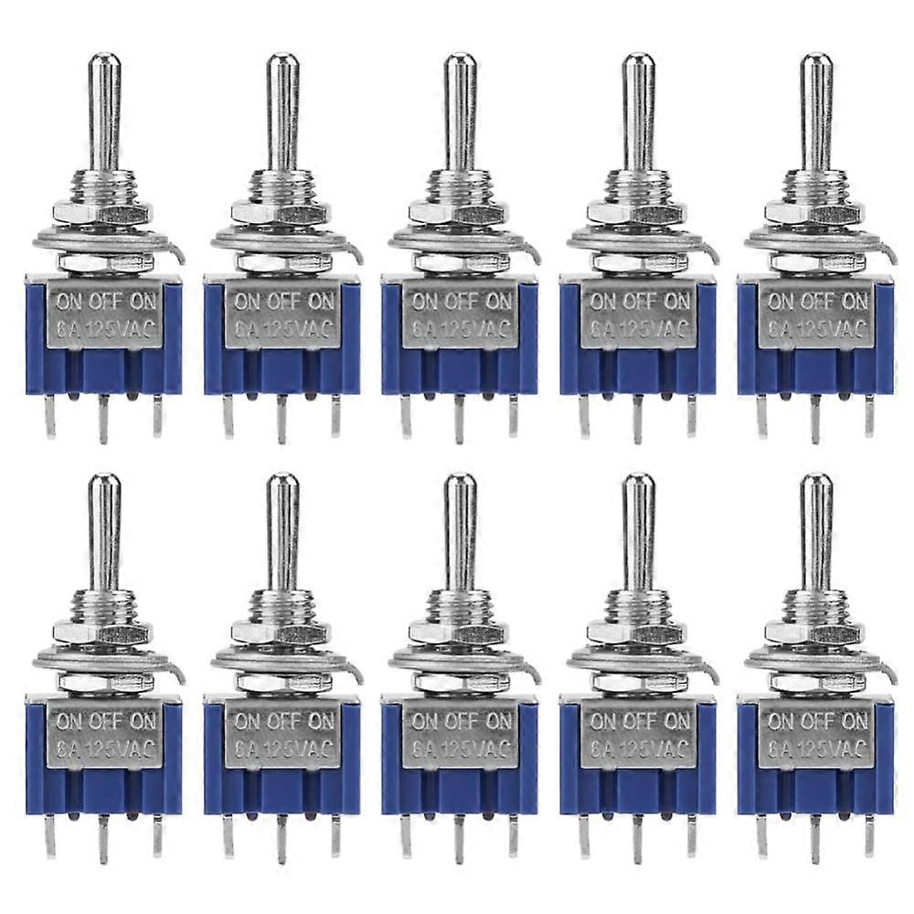 10Pcs SPDT 3Position Toggle Switch ONOFFON Mini Switch 6A 125V  Voltage Capacity