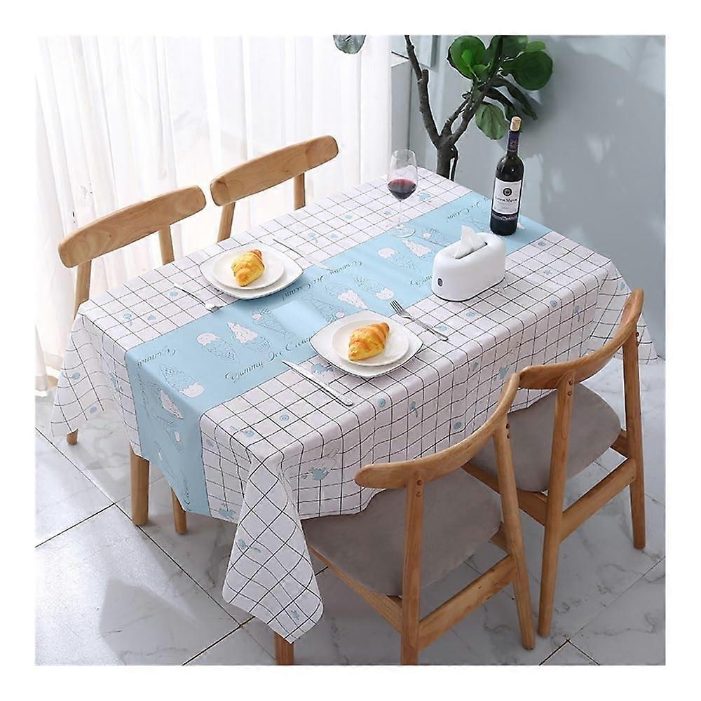 Waterproof OilProof NonSlip Dining Tablecloth with Elastic Edges for Kitchen, Ice Cream 90137cm