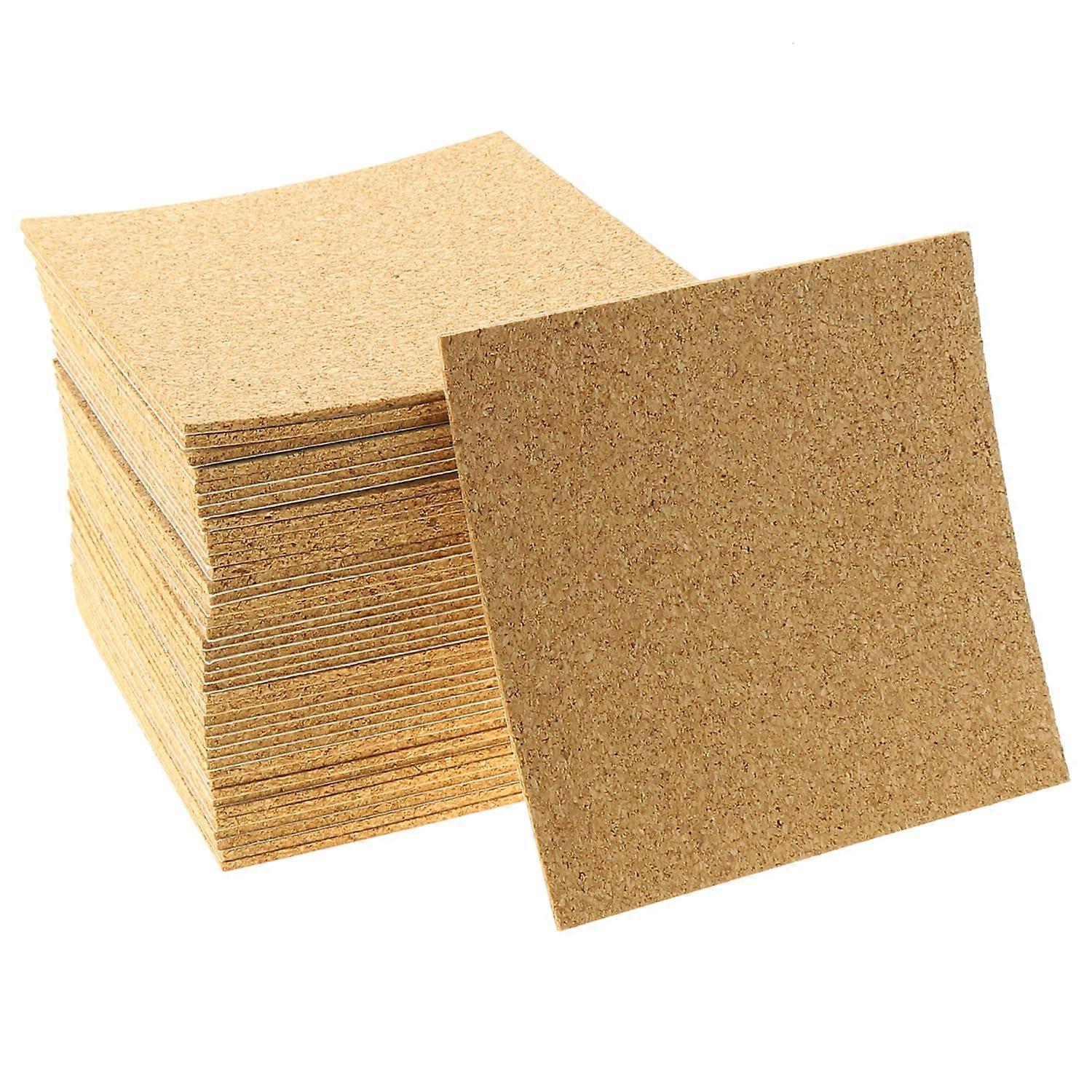 40PCS 4x4 Inch Self Adhesive Cork Sheets with Strong Backing for Crafts and Drink Coasters