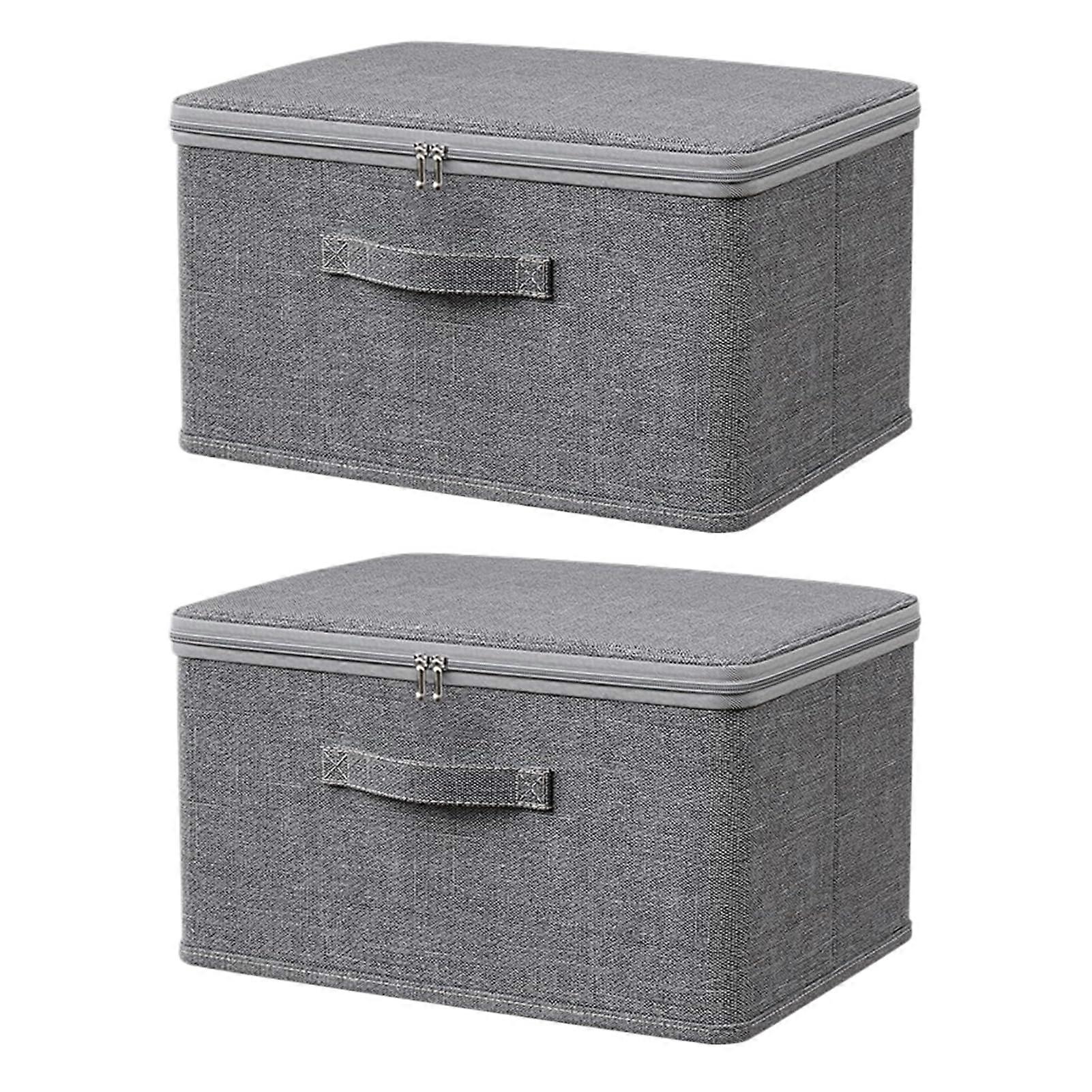 Large Fabric Storage Box with Lid and Handles, Foldable Closet Organizer Bin with Lock