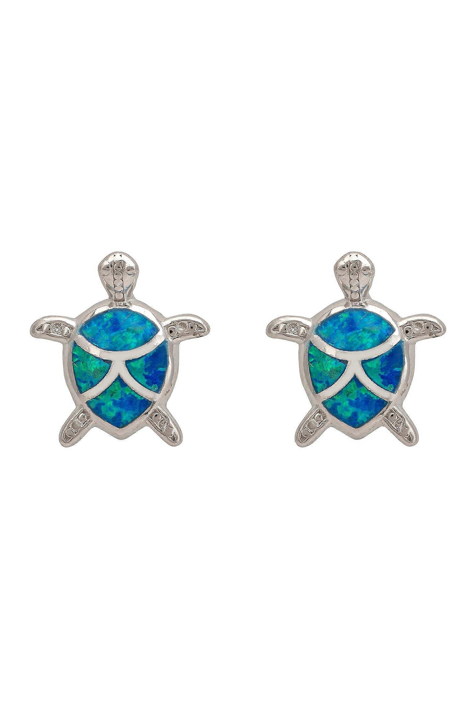 Turtle Blue Opalite Stud Earrings Silver