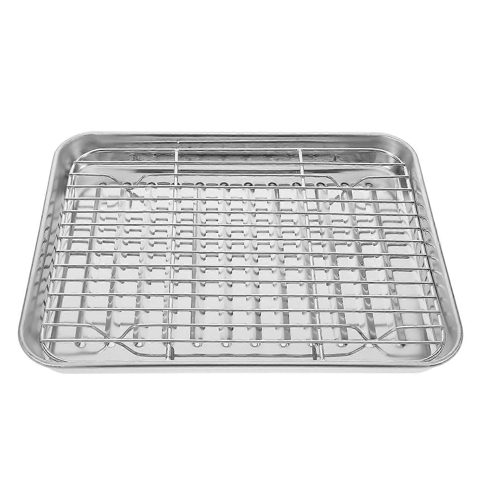 Roasting Baking Tray with Wire Rack for Baking 1Set Stainless Steel Pan