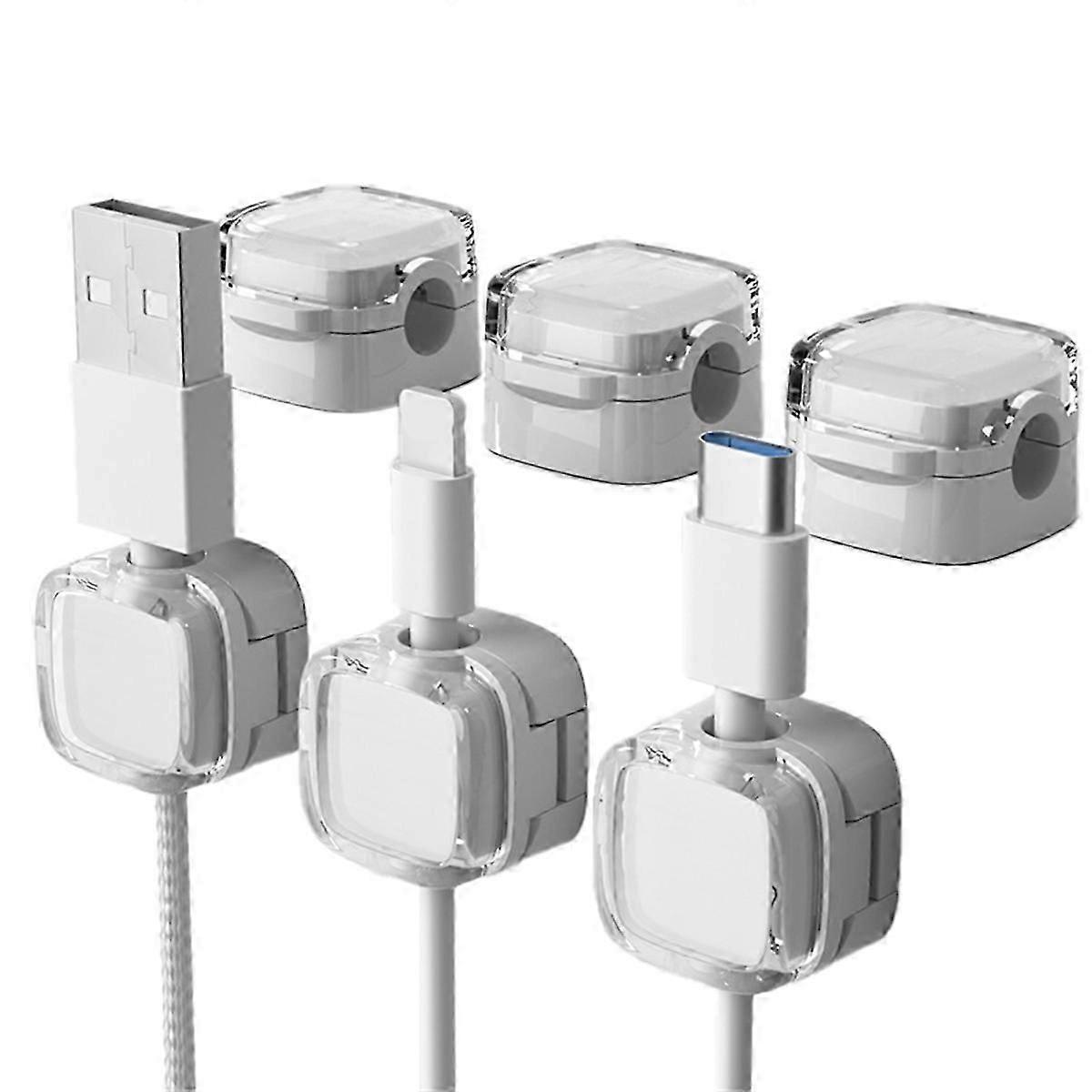 6pcs Magnetic Cable Management Clips Data Cable Cord Organizer Desk & Wall Mounted Hooks for Phone Data