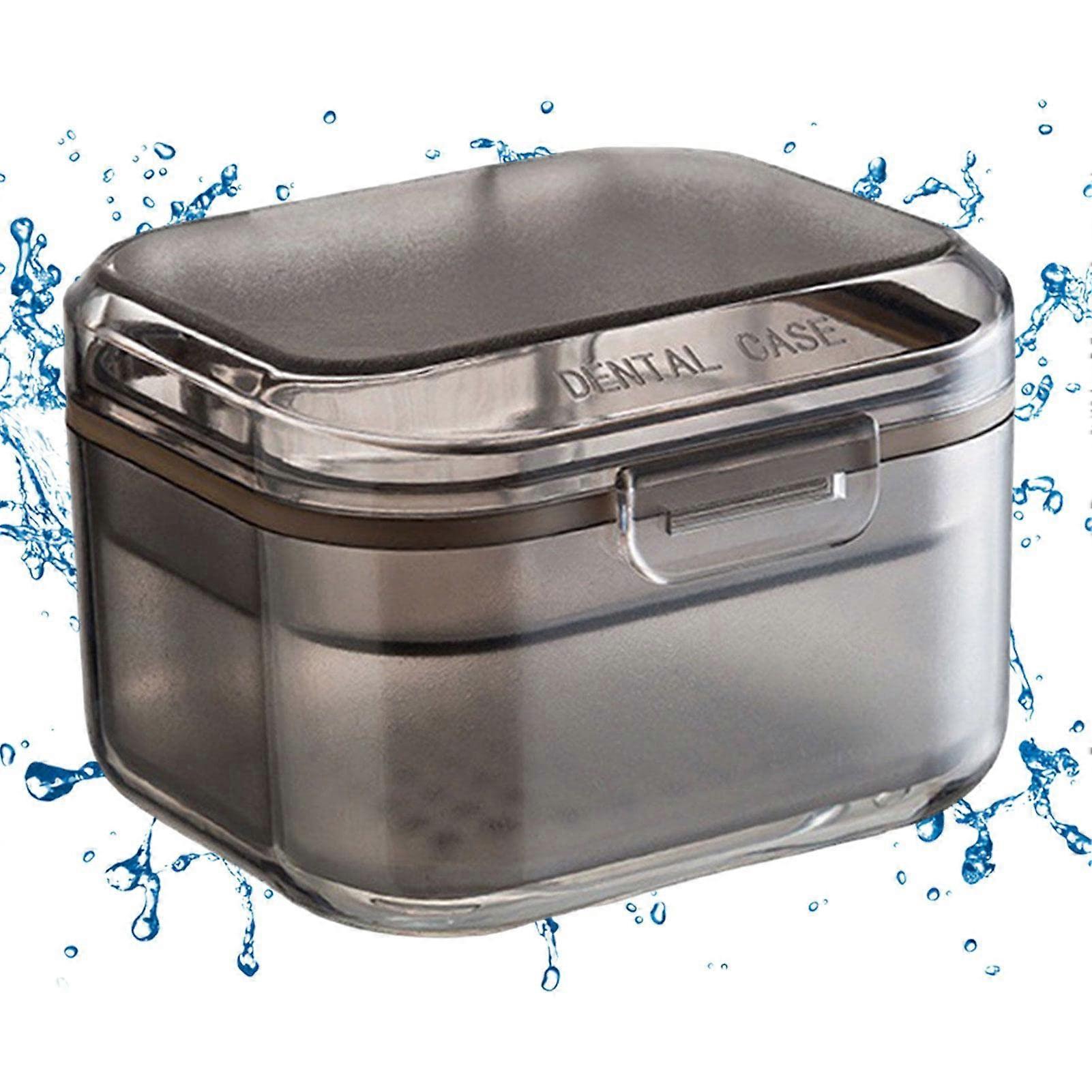 Retainer Case with Basket Strainer for Invisible Braces and Denture Cleaning Cup Black