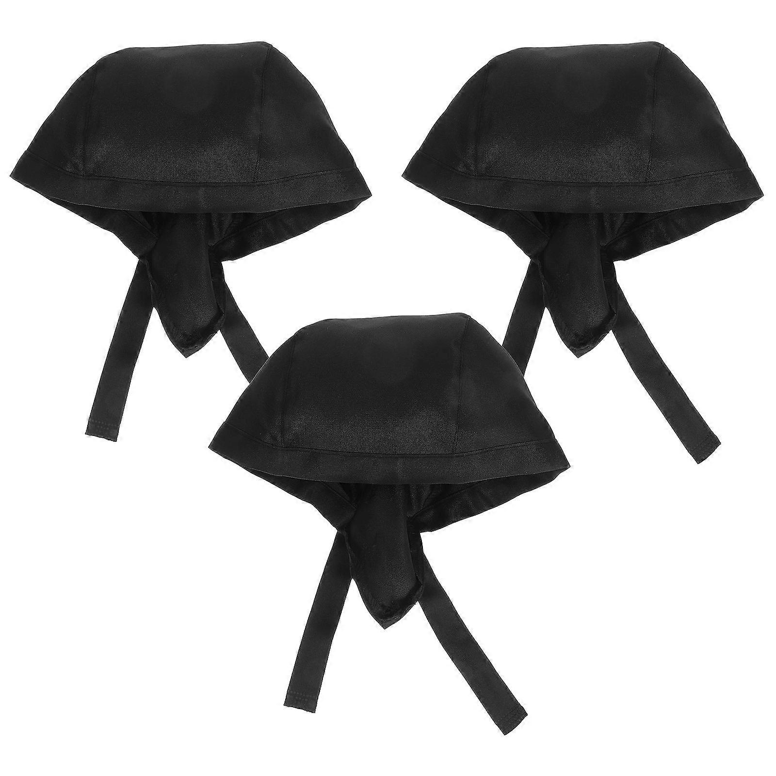 Kitchen Chef Hat for Wearing Use 24Pcs Black Cloth Adjustable Caps