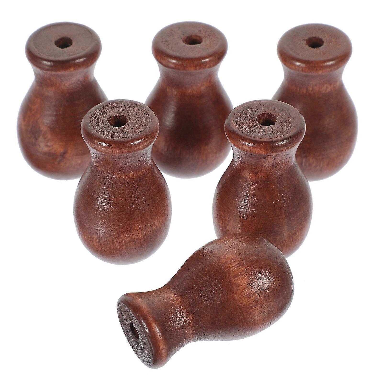 Brown Wood Cord Tassels for Window Blind Cord Knobs 6Pcs Set