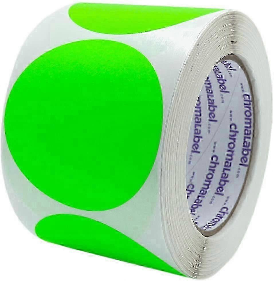 2025 2 Inch Round Label Removable Color Code Dot Stickers, 500 Labels per Roll - Fluorescent Green