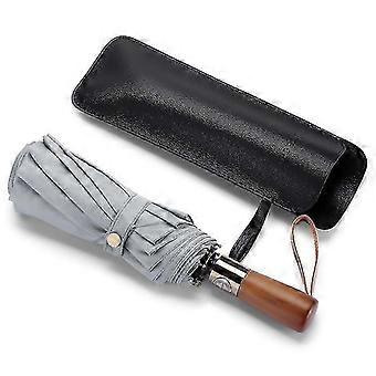 12 Ribs Wooden Fully Automatic Reverse Umbrella Large Folding Sun Umbrella For Men And Women Sunny And Rainy