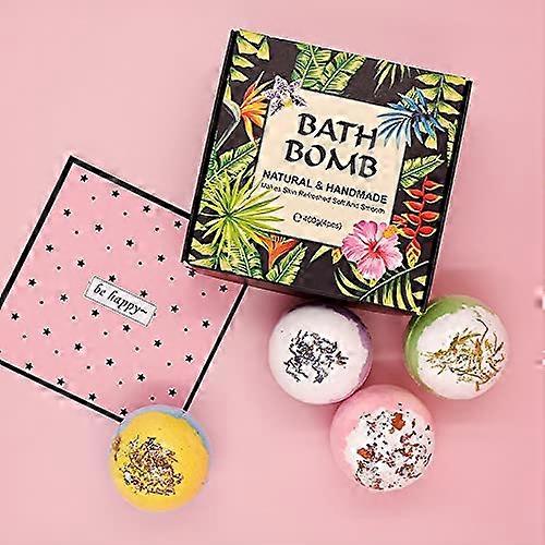 Organic Bath Bombs Gift Set with Essential Oils, Shea Butter, Deep Hydration, 4PCS 400g