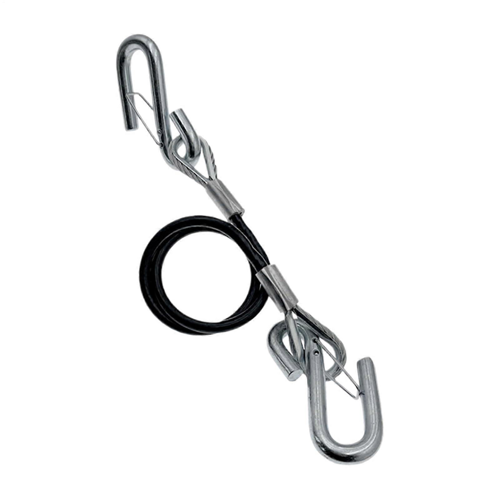 Trailer Breakaway Cable, Coiled Spring Safety Cable with Adjustable Length and Durable SHook for Secure Towing