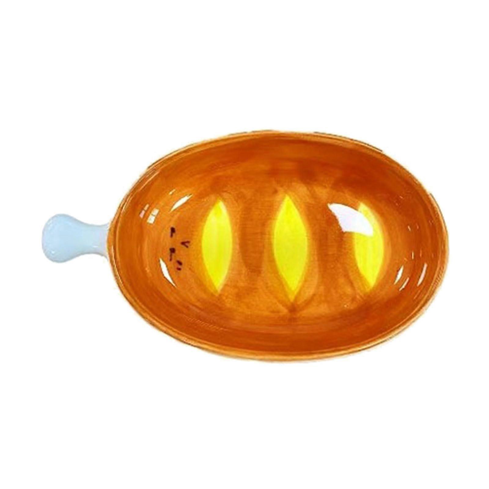 Ceramic Dipping Plate Cute Bread Shape Microwave Safe Dessert and Snack Dish for Parties