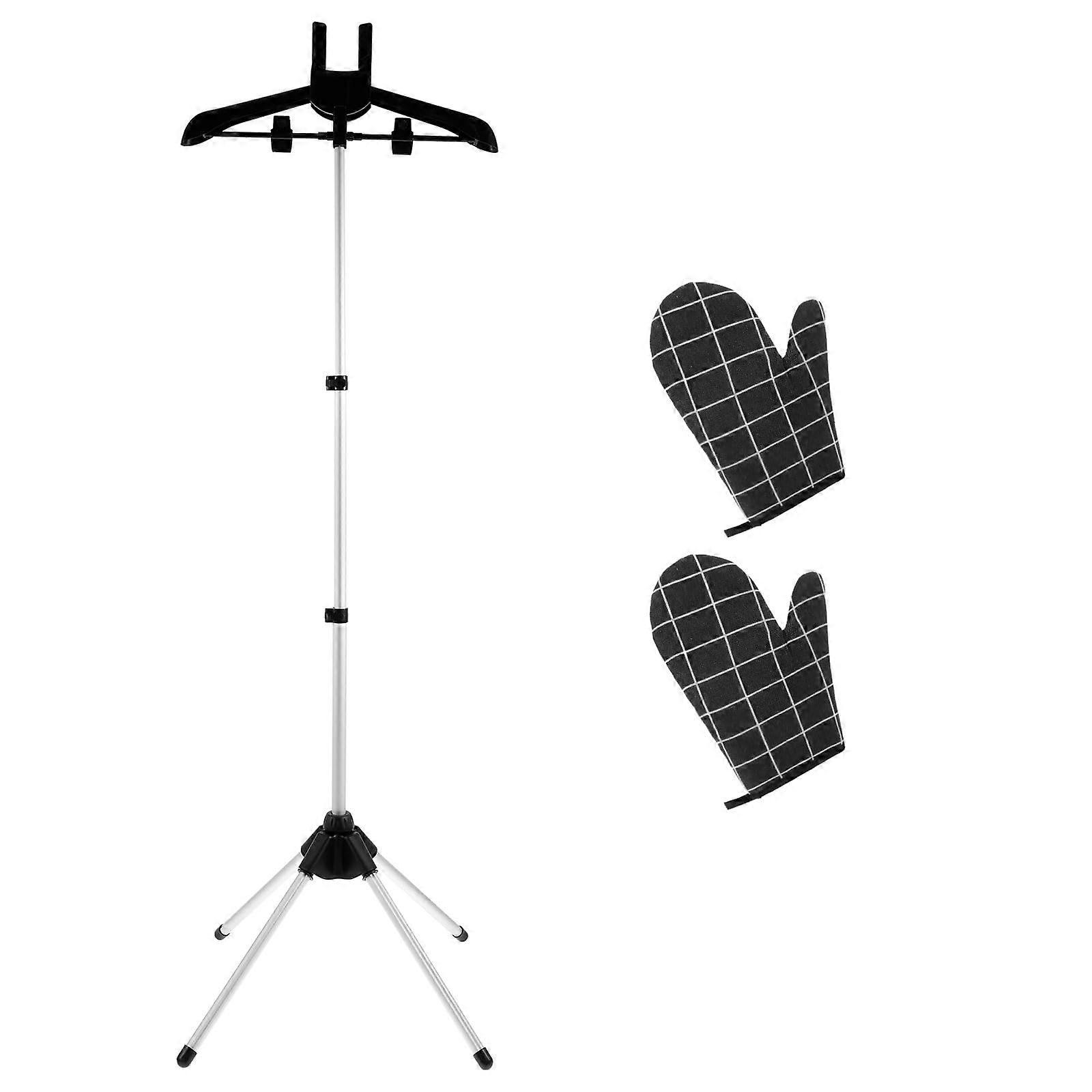 Adjustable Foldable Garment Steamer Stand with Clips for Clothes Drying and Ironing