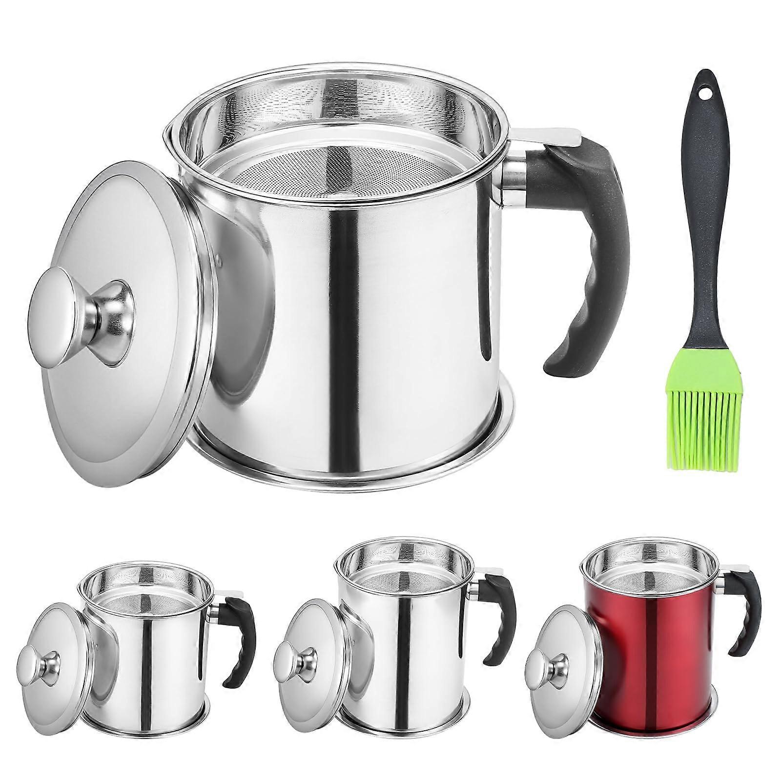 1.3L Bacon Grease Container with BuiltIn Strainer and Lid for Kitchen Oil Storage