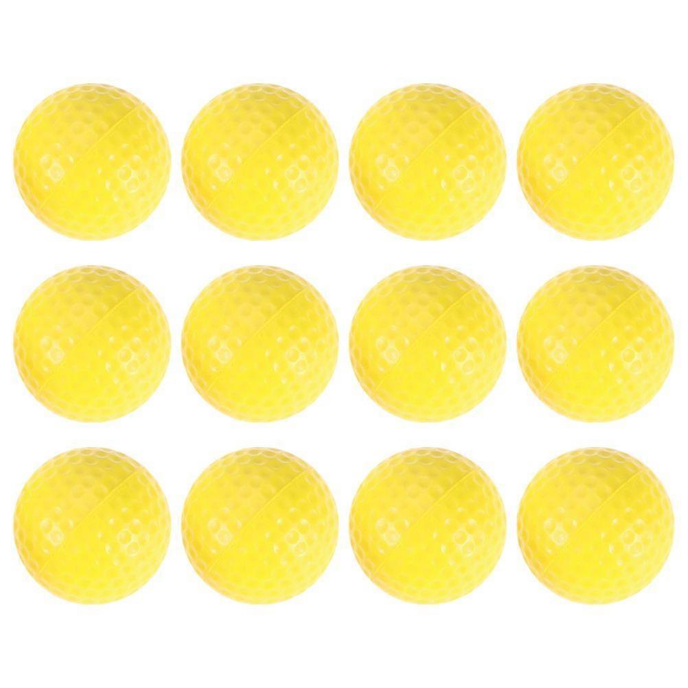 12pcs Professional Golfing Practice Balls Indoor Training Golfs Balls (Yellow)